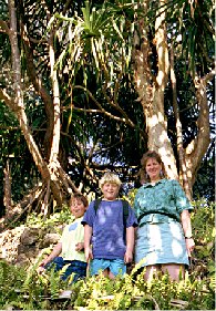 Asa, Max, and Carol in a bit of rainforest on Maui January 3, 2001
