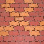 Wuhan Brick Sidewalk: Red and gold wavy bricks in a double diamond pattern