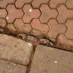 Sidewalk tiles: border between polygons and  concrete blocks - KunMing