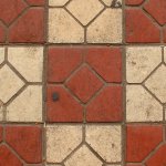 Sidewalk Tiles: Red and white glazed tiles with incised squares - Kunming